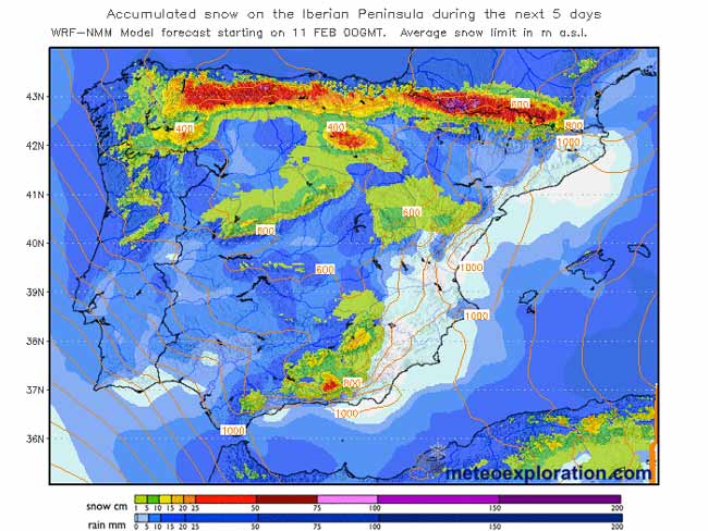 Nieve a partir de los 400 m y a -30º C