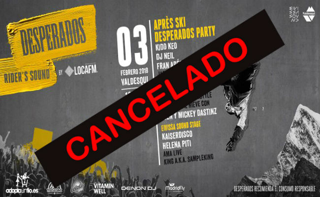 Cancelación evento Riders Sound en Valdesquí